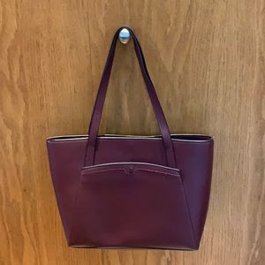 Maroon, faux leather two strap purse